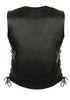 MOTORCYCLE CLASSIC LADIES SIDE LACE VEST W/2 GUN POCKETS INSIDE AND SINGLE PANEL