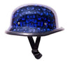 MOTORCYCLE RIDERS GERMAN BLUE SKUL GRAVEYARD HALF HELMET NOT DOT W/QUICKRELEASE