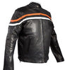 MEN'S MOTORCYCLE SCOOTER REAL LEATHER JACKET WITH ORANGE STRIP REVERSIBLE