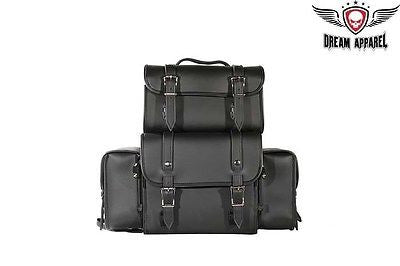 MOTORCYCLE LARGE TWO PIECE PVC SISSY T BAR TRAVEL TOURING BAG BAR LUGGAGE