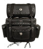 MOTORCYCLE LARGE 2 PC PVC STUDDED TOURING TRAVEL BAG BAR LUGGAGE W/RAIN COVER