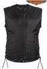 Men's Blk Side Lace Textile Motorcycle Vest with 2 Gun pockets and Leather trim