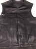 MEN'S SON OF ANARCHY COLLARLESS LEATHER MOTORCYCLE VEST 2 GUN POCKETS INSIDE
