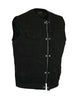 MEN'S SON OF ANARCHY BLACK DENIM COLLARLESS VEST 2 GUN POCKETS W/HOLSTERS ZIPPER