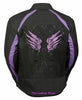 WOMEN'S MOTORCYCLE RIDING PURPLE TEXTILE JACKET W/ STUD & WINGS DETAILING