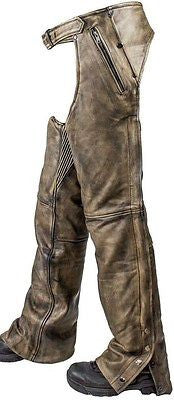Men's Motorcycle Removable Liner leather distressed retro chap heavy leather
