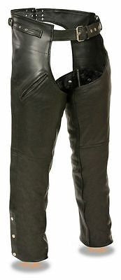 MOTORYCLE MEN'S GUN HOLSTER CHAP WITH THIGH POCKETS PREMIUM LEATHER COW NEW