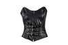 WOMEN'S BLK SEXY BONED BUSTIER CORSET BUSTIER LINGERINE GENUINE SOFT LEATHER