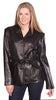 Women's Button down butter soft nz lamb skin leather jacket with belt