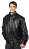 MEN'S BOMBER LEATHER JACKET WITH FUR ZIPOUT LINNING INSIDE COWHIDE LEATHER BLACK