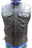 MEN'S ANARCHY LEATHER MOTORCYCLE VEST 2 GUN POCKETS WITH SIDE LACES NAKED