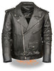 Men's riding classic biker police style Blk Leather jacket with side laces