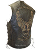 Men's Motorcycle Brn Retro Side Lace Live to ride Leather Vest