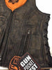 WOMEN'S MOTORCYCLE DISTRESSED LEATHER BROWN VEST W/SIDE LACES & 2GUN POCKETS