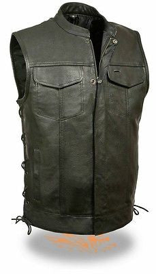 MEN'S MOTORCYLE RIDERS SON OF ANARCHY LEATHER VEST 2 GUN POCKETS WITH SIDE LACES