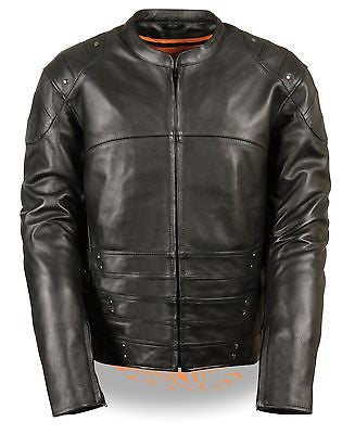 MEN'S MOTORCYCLE ASSAULT STYLE W/2 GUN POCKETS SOFT LEATHER