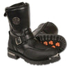 MEN'S MOTORBIKE LEATHER STRAP BOOT W/REFLECTIVE PIPING & GEAR SHIFT PROTECTION