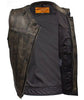 Men's Riding son of anarcy distressed brn leather vest single panel back