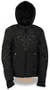WOMEN'S RIDING BLK TEXTILE JACKET W/REFLECTIVE TRIBAL DETAIL W/REMOVABLE FLEECE