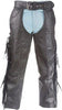 MEN'S MOTORCYCLE REMOVABLE LINER PANT BLK BRAIDED WITH FRINGES LEATHER CHAP