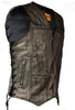 MEN'S MOTORCYCLE RIDERS 10 POCKET DISTRESSED BRN LEATHER VEST SIDE LACES LIGHT