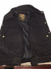 MEN'S JEAN STYLE W/SHIRT COLLAR BLACK DENIM MOTORCYCLE VEST 2 GUN POCKET INSIDE