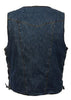 MEN'S BLUE 10 POCKET DENIM MOTORCYCLE VEST GUN POCKET W/SIDE LACES GREATPRICE