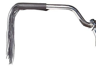 MOTORCYCLE REAL LEATHER FRINGE HANDLE BAR COVER BLK COLOR 15.50LONG