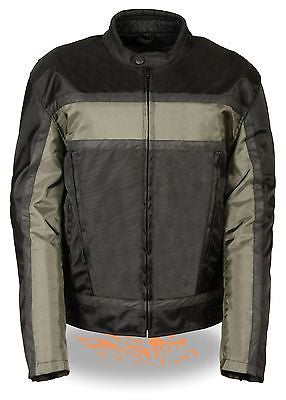 MEN'S MOTORCYCLE RACER GREY TEXTILE JACKET WITH REFLECTIVE STRIPES WITH ARMOUR