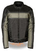 MEN'S MOTORCYCLE RACER GREY TEXTILE JACKET WITH REFLECTIVE STRIPES WITH ARMOUR