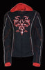 WOMEN'S MOTORCYCLE RIDING BLK/RED TEXTILE JACKET W/REFLECTIVE TRIBAL DETAIL