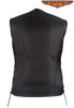Men's Blk Side Lace Textile Motorcycle Vest with 2 Gun pockets and Leather trim