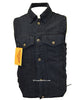 Men's Motorcycle Blk 8 Pocket denim shirt collar vest with side laces