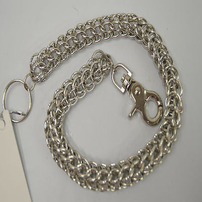 MOTORCYCLE BIKERS SILVER METAL LONG WALLET CHAIN 21 INCHES WITH KEY RING NEW