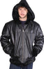 MEN'S BOMER FUR LINNING REALLEATHER JACKET WITH REMOVABLE HOOD VERY SOFT LEATHER