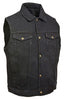 MEN'S JEAN STYLE W/SHIRT COLLAR BLACK DENIM MOTORCYCLE VEST 2 GUN POCKET INSIDE