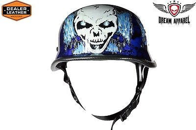 MOTORCYCLE GERMAN NOVELTY HELMET W/SKULL GRAVEYARD GRAPHIC W/CHOPPER CROSS
