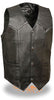 Men's Plain Snap button classic leather vest with four total pockets
