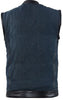 MEN'S SON OF ANARCHY BLUE TEXTILE MOTORCYCLE VEST W/LEATHER TRIM TWO GUN POCKETS