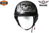 MOTORCYCLE BRAND NEW DOT APPROVED HALF HELMET BONEYARD SILVER GRPHIC NEW