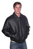 MEN'S BLK CLASSIC BOMER LEATHER JACKET WITH ELASTICS OPEN BOTTOM VERY SOFT