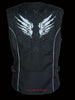 WOMEN'S MOTORCYCLE RIDING BLACK TEXTILE VEST W/ STUD & WINGS DETAILING