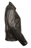 WOMEN'S MOTORCYCLE RIDING BLK LEATHER JACKET W/ STUD & WINGS AND 2 GUNPOCKETS