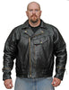 MEN'S MOTORCYCLE MOTORBIKE COW HIDE LEATHER JACKET WITH PISTOL PETE GUN POCKET