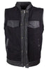MEN'S SON OF ANARCHY TEXTILE MOTORCYCLE VEST WITH LEATHER TRIM TWO GUN POCKETS