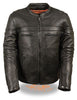 MEN'S MOTORCYCLE BLK SPORTY SCOOTER JACKET WITH 2 GUN POCKETS INSIDE NAKED COW