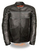 MEN'S REFLECTIVE MOTORCYCLE SCOOTER LEATHER JACKET 2 GUN POCKETS NAKED SKIN