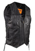 MEN'S MOTORCYCLE SIDE LACE VEST W/2 BIG GUN POCKETS INSIDE W/SINGLE PANEL BACK