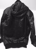 MEN'S BLK BOMER LEATHER JACKET WITH REMOVABLE HOOD VERY SOFT LEATHER W/ELASTICS