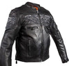 MEN'S MOTORCYCLE REFLECTIVE SKULL LEATHER JACKET W/GUN POCKETS